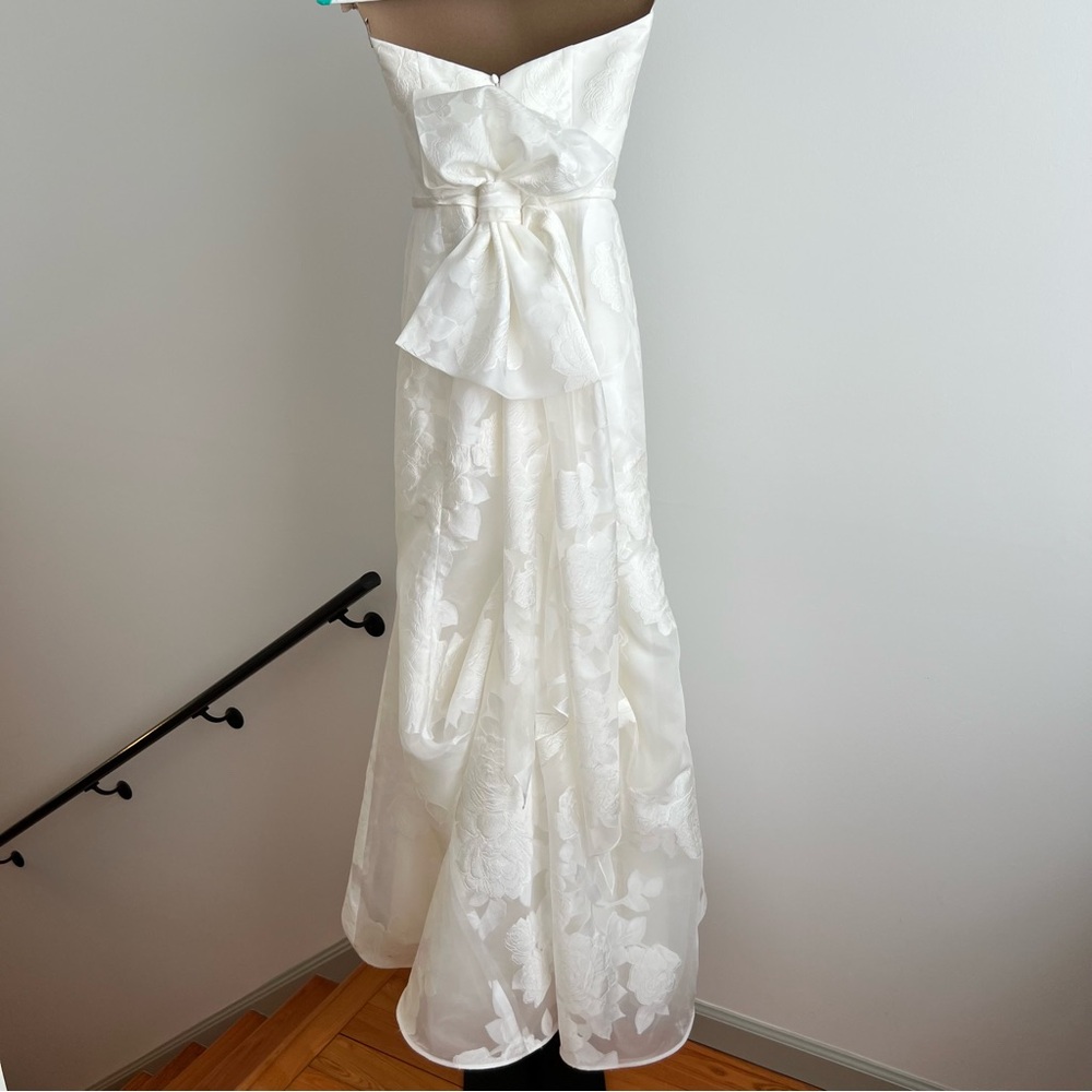 Amsale Strapless White Floral Dress